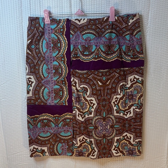 Nicole Purple and Brown Patchwork Pencil Skirt 1184 - Picture 3 of 3